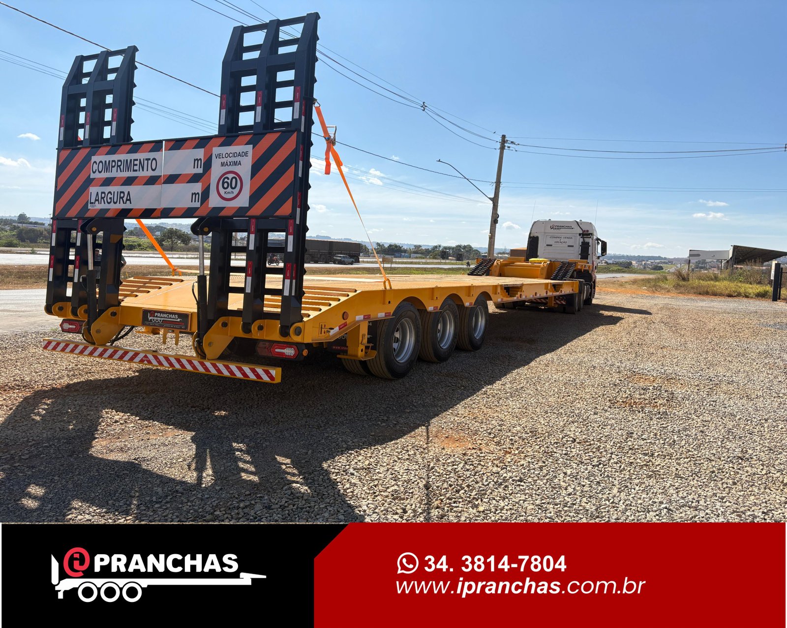 Prancha Carrega Tudo Reta 03 Eixos Amarela